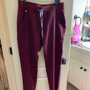 FIGS Burgundy Zamora Jogger Scrub Pants (Small)